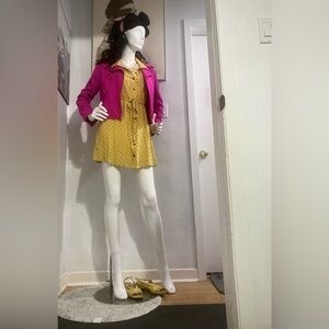 1950s Hot Pink Lady Outfit/Costume - Moto Jacket, wig, dress, shoes, jewelry
